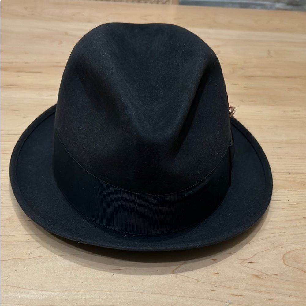 Vintage Dobbs Black Fedora Hat 7 1/4
